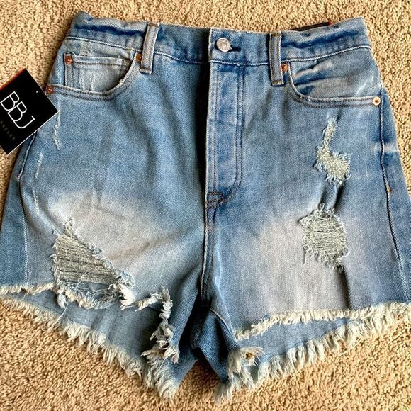 Jean Shorts NWT Cut off Button Fly BBJ‎ Los Angeles Pinch slimming size 5 - Picture 1 of 8